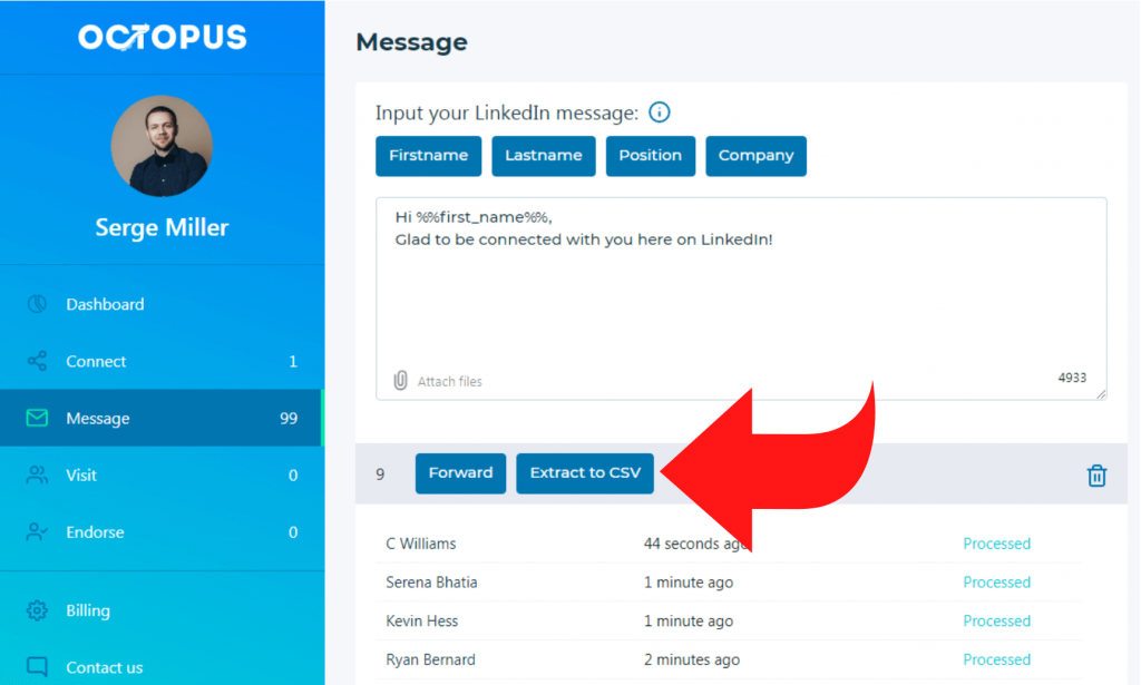 How to Export LinkedIn Contacts with Email - Octopus CRM