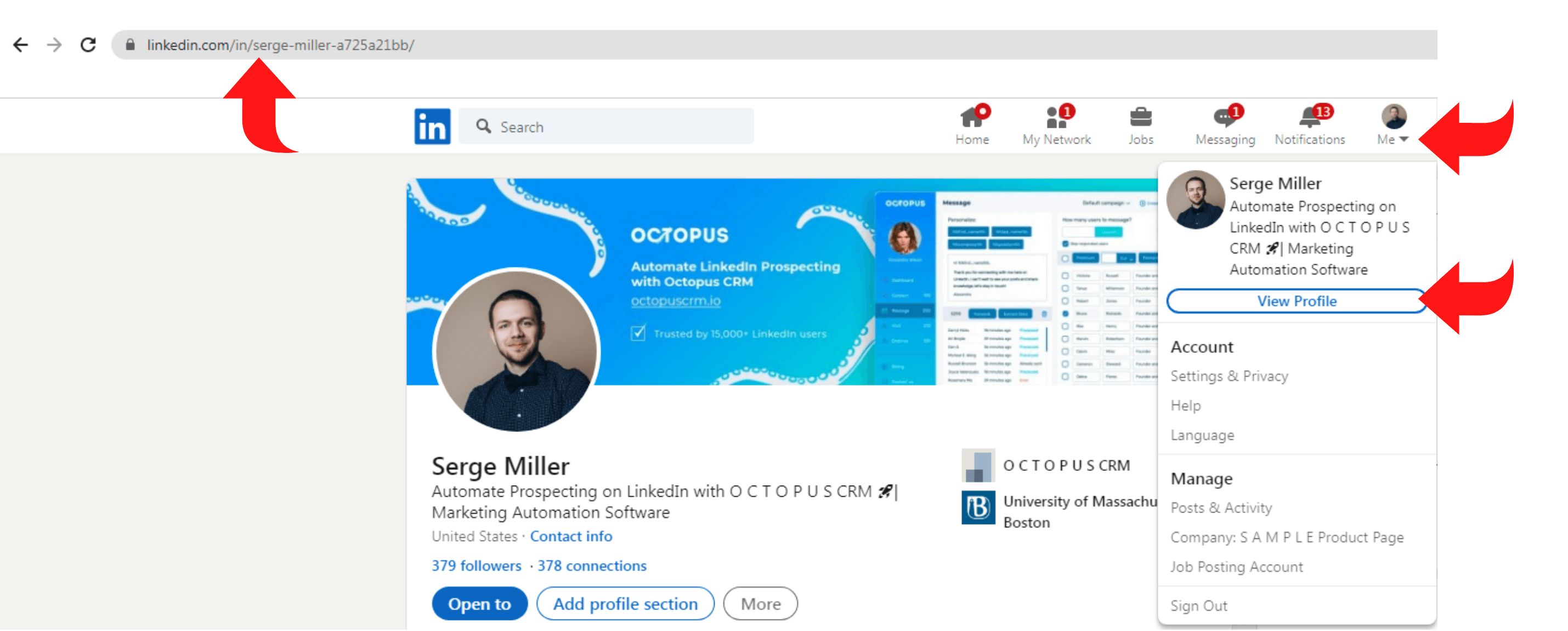 How to Find My LinkedIn Profile URL Octopus CRM