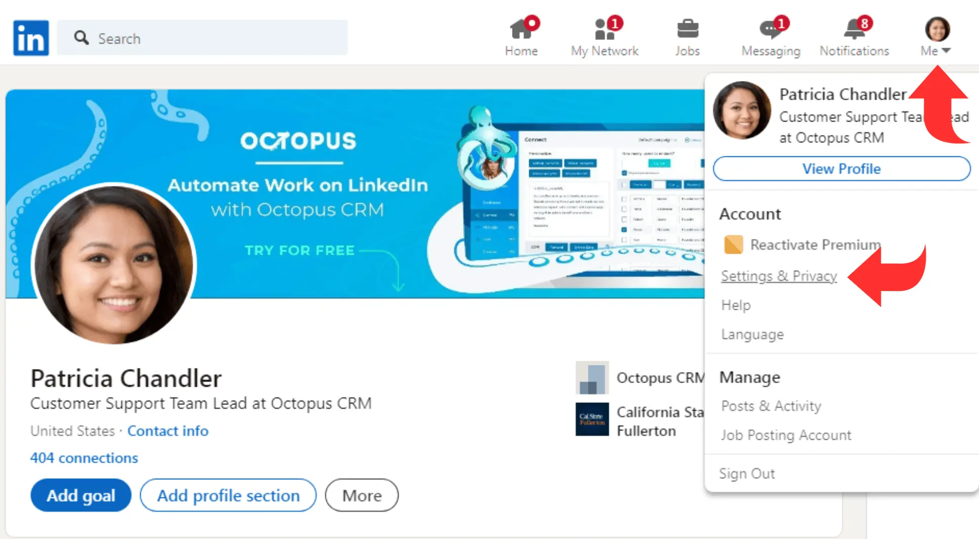 How to View Your LinkedIn Profile As Others See It - Octopus CRM