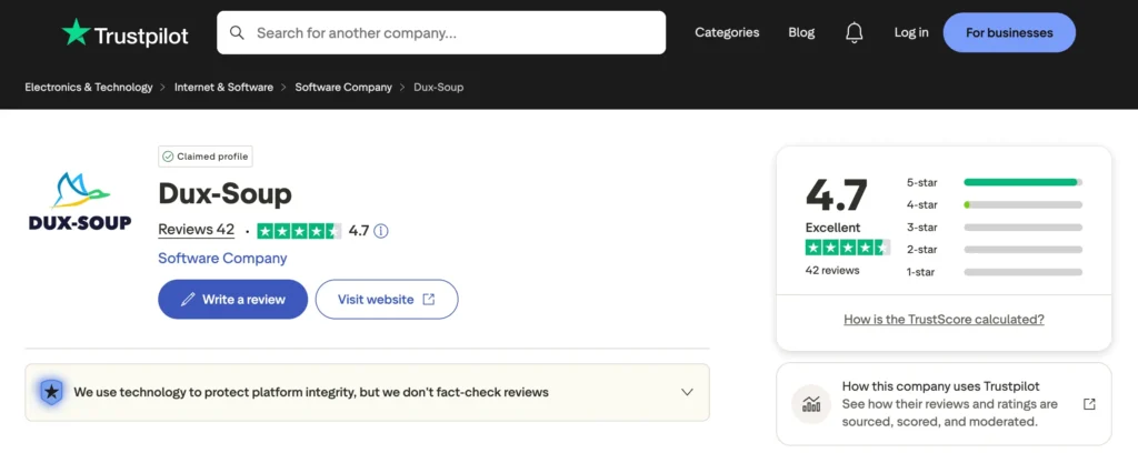 dux-soup trustpilot reviews