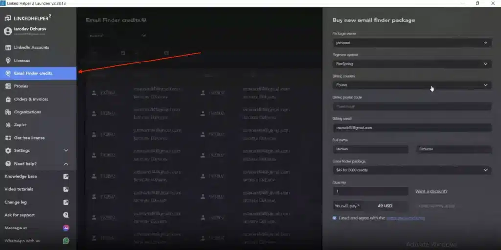 linked helper email finder