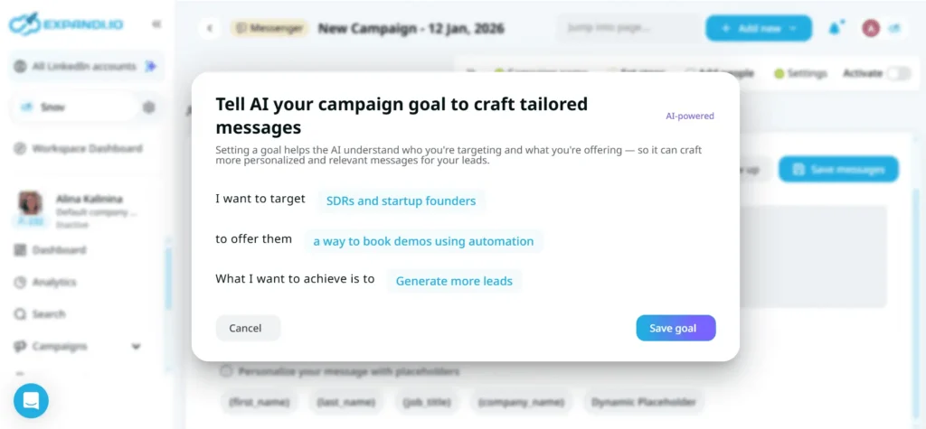 expandi ai messages personalization