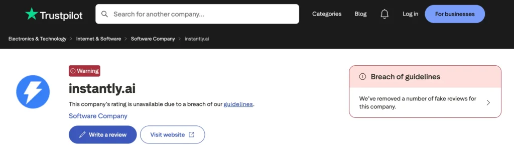 instantly ai trustpilot reviews