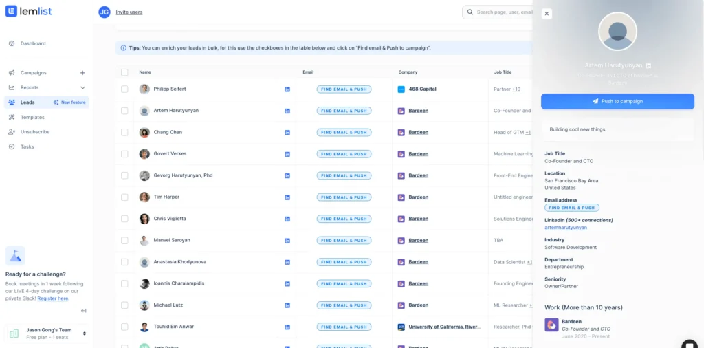 lemlist leads