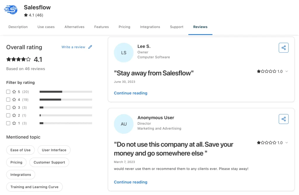 salesflow capterra reviews