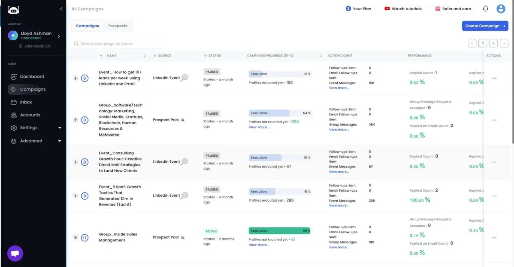 salesrobot campaigns