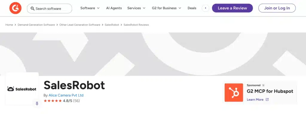 salesrobot reviews g2