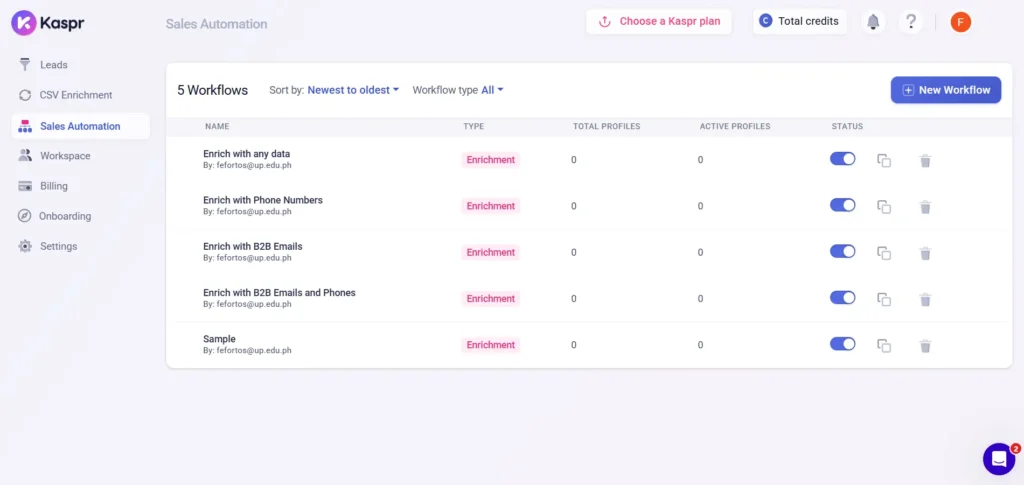 kaspr automation data enrichment