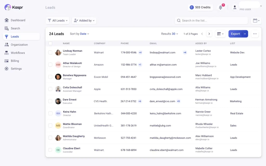 kaspr interface