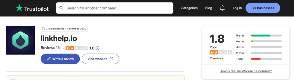 linkhelp trustpilot reviews