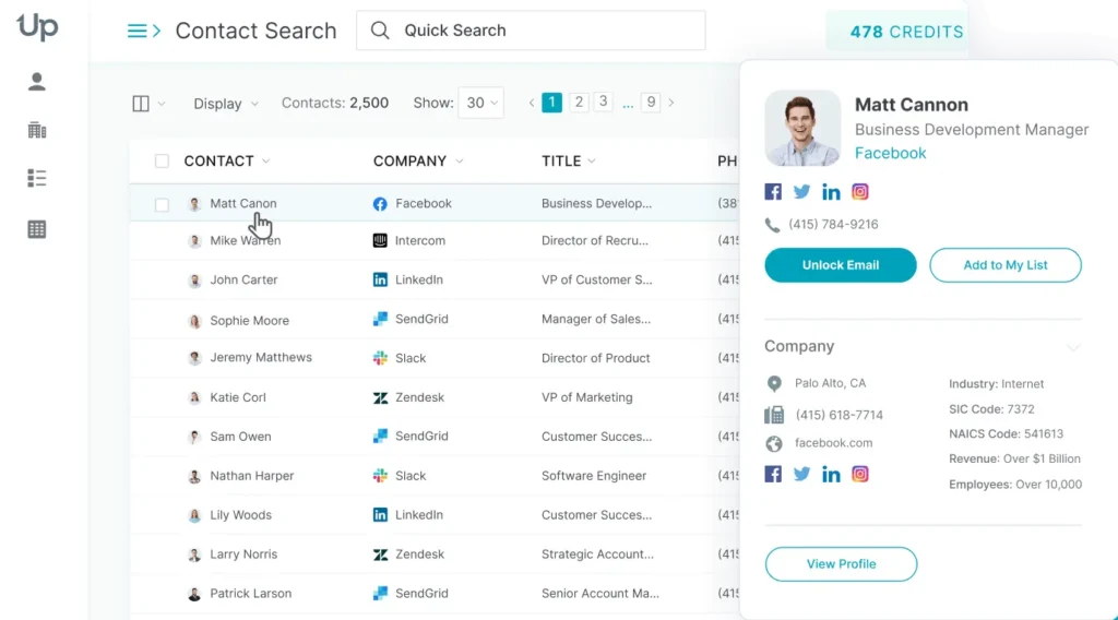 uplead contact search