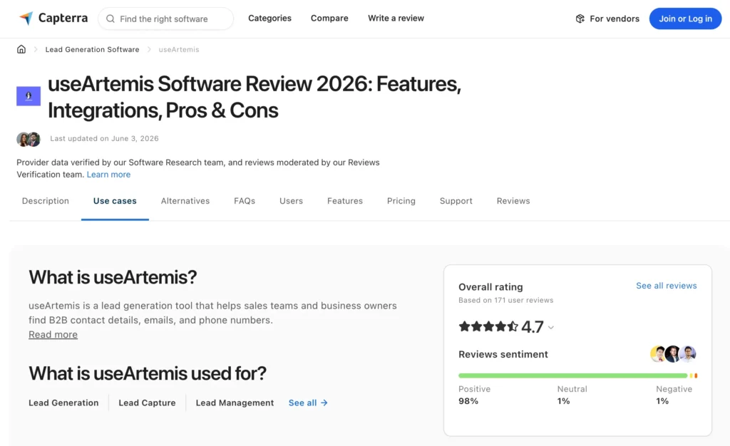 useartemis capterra reviews
