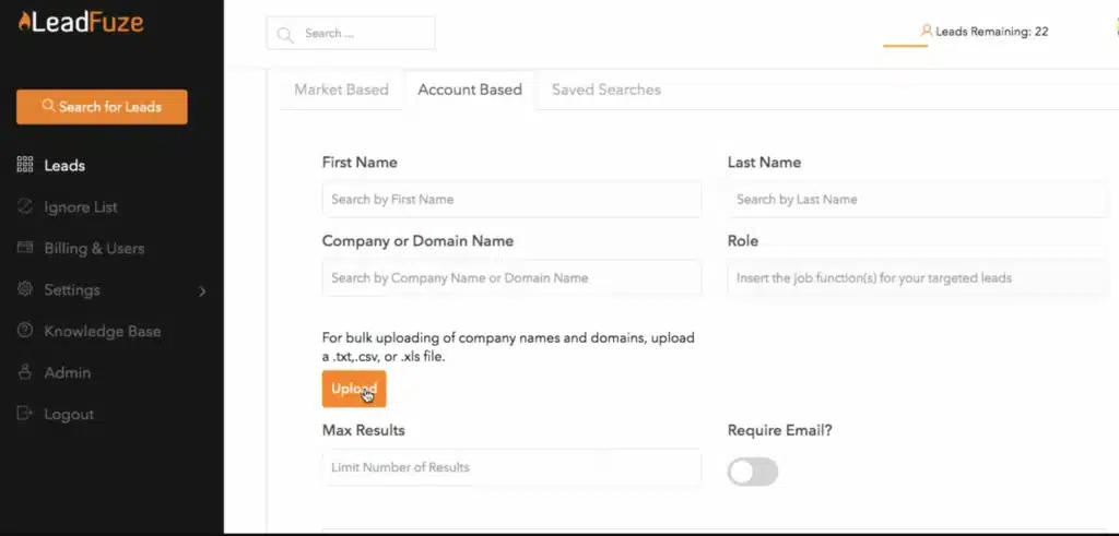 leadfuze interface
