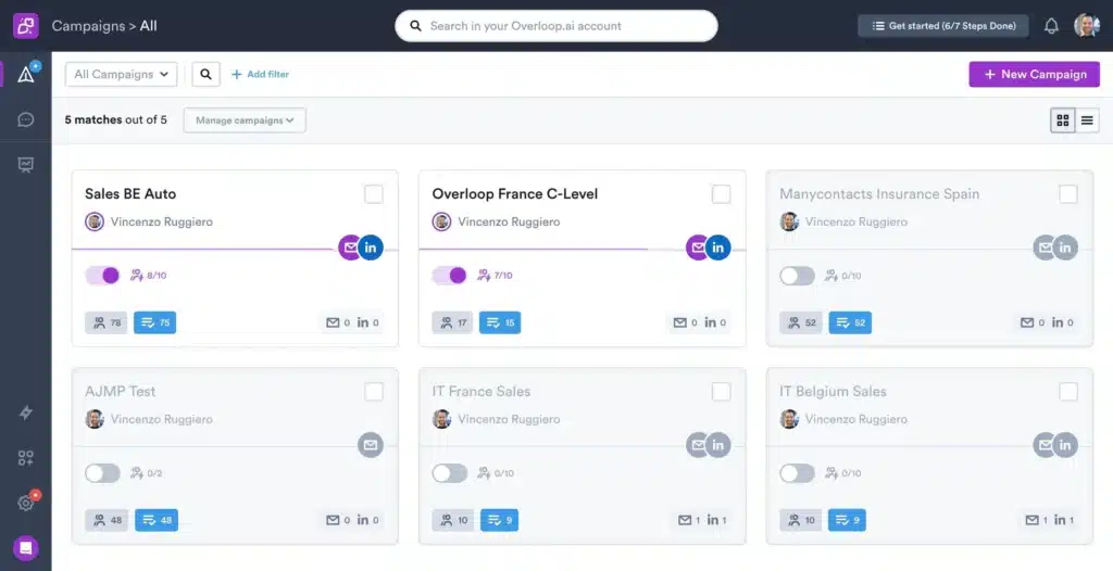 overloop campaigns interface