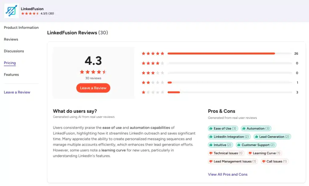 linkedinfusion g2 reviews